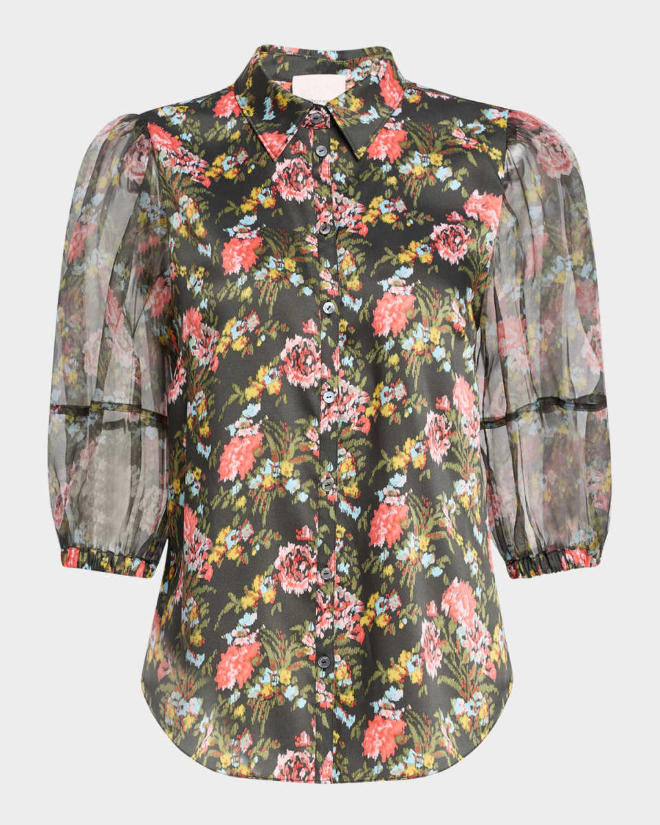 Karyn Floral Puff-Sleeve Top